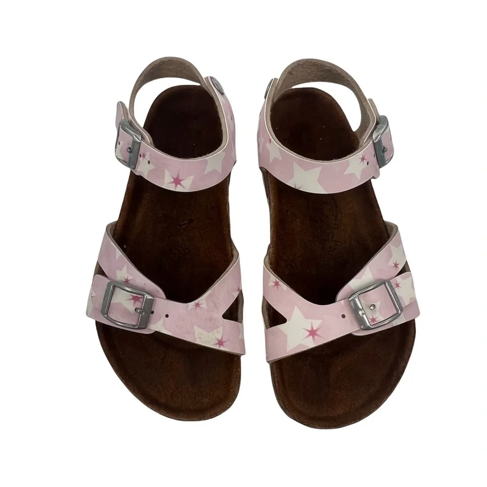 Birkenstock Pink Stars Rio Birko-Flor Slip On Sandals Size 31 Girl’s